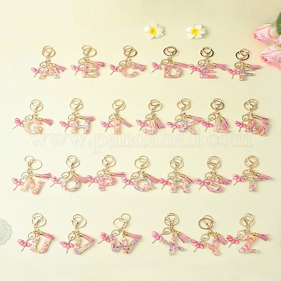 Буквы a~z прозрачные блестящие брелки из смолы с подвеской KEYC-FZ00024-10-1