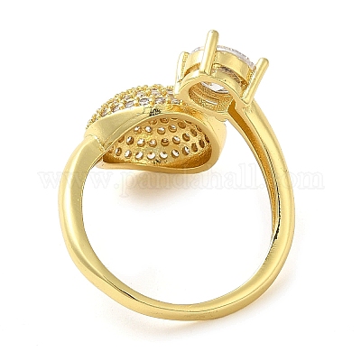 Латунные микро проложить манжеты кольца кубического циркония RJEW-P102-10G-1