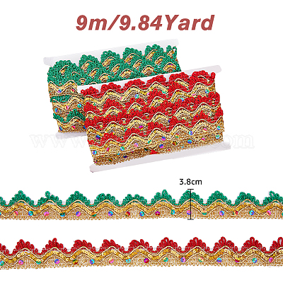 2 карточка 2 цвета металлизированная полиэстеровая кружевная лента OCOR-FH0001-25-1