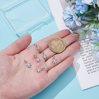 6 шт. 925 подвески в виде снежинок из стерлингового серебра с микропаве из прозрачных кубических цирконий PALLOY-WR00007-1