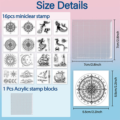 16шт 4 набора ПВХ штампов с морской тематикой DIY-GL0004-123-1