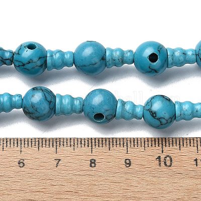 Синтетические бирюзовые бусины гуру с 3 отверстием G-K149-47-1