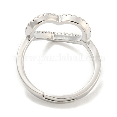 Регулируемые кольца в форме сердца с латунным покрытием из микро-паве и кубическим цирконием для женщин RJEW-F162-12P-1