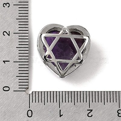 Многорядные звенья из латуни с натуральным аметистом в форме сердца G-B149-13P-01-1