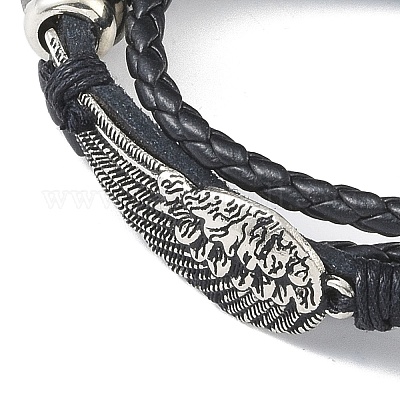 Трехслойные многонитевые браслеты из искусственной кожи и вощеного шнура BJEW-G709-05B-1