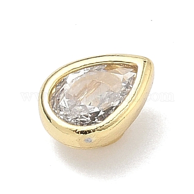 Кабошоны из кубического циркония в форме капли из латуни с микропаве&nbsp;KK-P345-13G-B-1