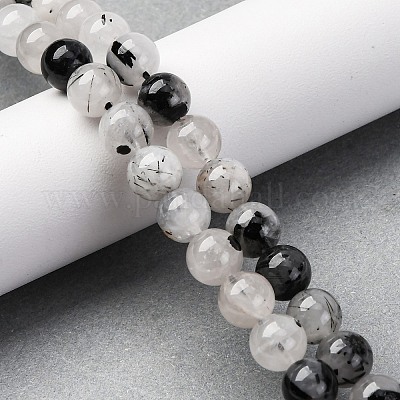 Натуральные турмализированные кварцевые бусинки G-P336-02A-8mm-1