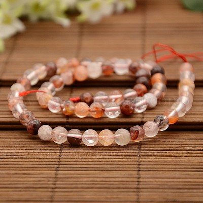 Натуральные круглые бусины из гематоидного кварца/огненного кварца G-N0078-6mm-06-1