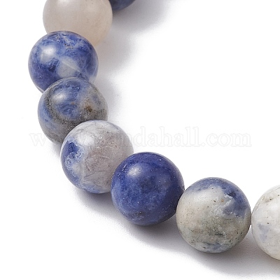 Женские эластичные браслеты из бисера с перекрестными натуральными и синтетическими драгоценными камнями BJEW-JB10165-1