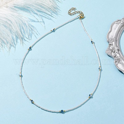 Ожерелье из стеклянных бусин и стеклянных бусин в стиле лэмпворк с застежками из нержавеющей стали 304 NJEW-JN04597-05-1