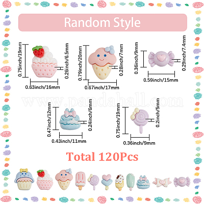 120 шт. 6 стиля мультяшные непрозрачные кабошоны из смолы RESI-SP0001-26-1
