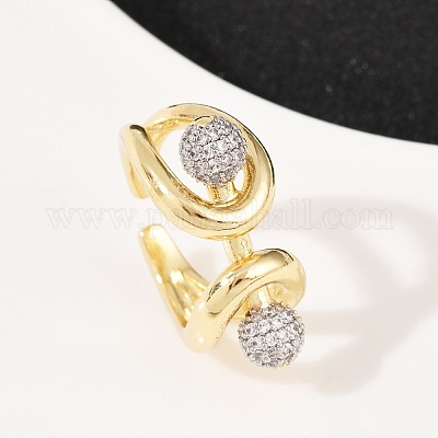 Регулируемые манжетные кольца с микропаве из кубического циркония из латуни RJEW-C140-11G-1