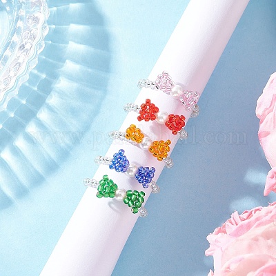 Кольца из стеклянных бусин RJEW-MZ00032-1