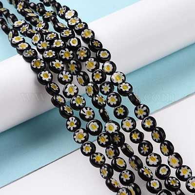 Плоские круглые стеклянные бусины ручной работы MILLEFIORI LK-R004-55-A-1