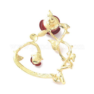 Серьги-гвоздики из сплава с цветком розы EJEW-C058-01LG-1