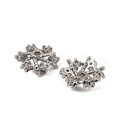 Колпачки для бусин из прозрачного кубического циркония из латуни KK-K374-24P-1