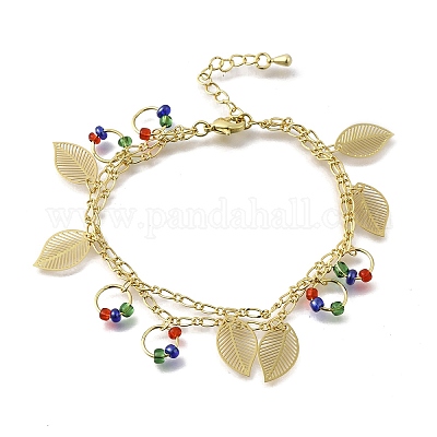 Многорядные браслеты из латунных овальных звеньев BJEW-U040-01G-1