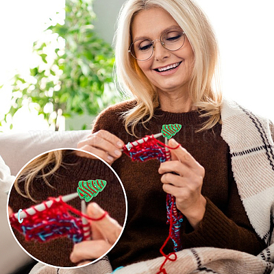 62 шт. 7 стиля силиконовых бусин с рождественской тематикой и 50 шт. пластиковых колец-маркеров для вязания SIL-BC0001-07-1