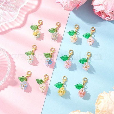 Подвесные украшения из прозрачного акрила с матовым цветком HJEW-JM03714-1