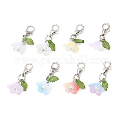 8 шт. 8-х цветные акриловые подвесные украшения-цветы HJEW-FS00034-03-1