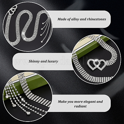 Ремень-цепочка из железа и стекла со стразами и латунной пряжкой в форме сердца AJEW-WH0505-80-1