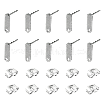 10 шт. фурнитура для сережек-гвоздиков из нержавеющей стали 201 с отверстием EJEW-FS0001-14D-1