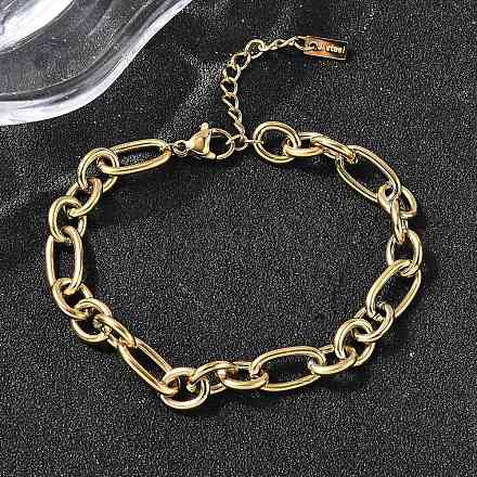 Браслет Figaro Chains из нержавеющей стали 304 для женщин BJEW-Z140-03G-1