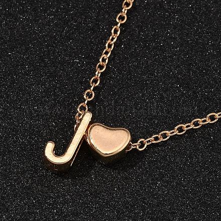 Ожерелья из сплава с подвеской в виде сердца и буквы для женщин NJEW-FS0001-09J-1