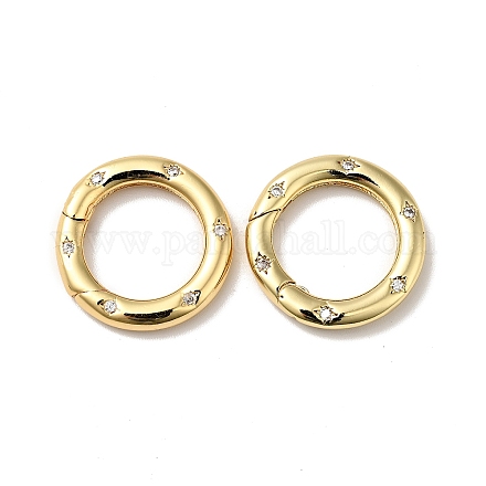 Латунные кольца с пружинными воротами из прозрачного кубического циркония X-KK-J301-15G-1