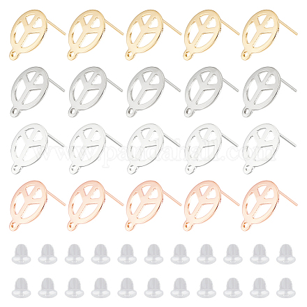 40 шт. 4 цвета 201 нержавеющая сталь фурнитура для сережек-гвоздиков STAS-DC0009-82-1
