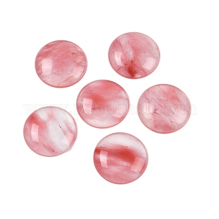 Вишневого кварцевого стекла кабошонов G-H1596-FR-25mm-27-1