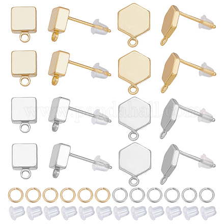 Наборы для самостоятельного изготовления квадратных и шестигранных латунных сережек-гвоздиков DIY-AR0004-44-1