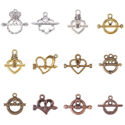 Сплавочные застежка тоггл тибетского стиля TIBE-PH0004-04-WH-1