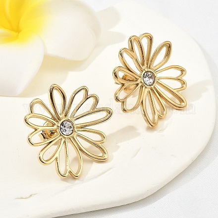 Серьги-гвоздики из нержавеющей стали 304 с кристаллами и стразами EJEW-G423-01G-1