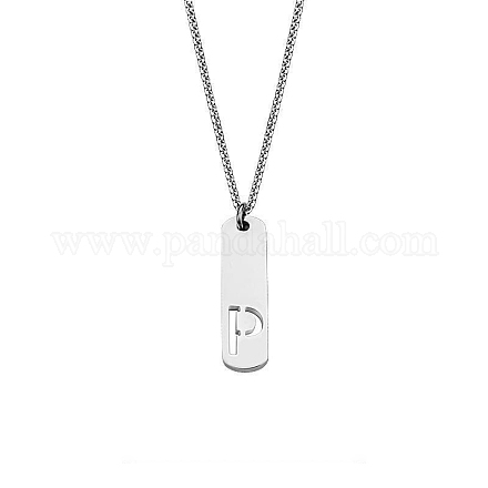 Прямоугольные ожерелья из нержавеющей стали 304 с вырезанными лазером инициалами FS-WG71FEF-20-1