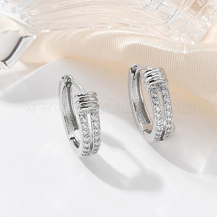 Серьги-кольца из латуни с прозрачным фианитом EJEW-Q014-19P-1