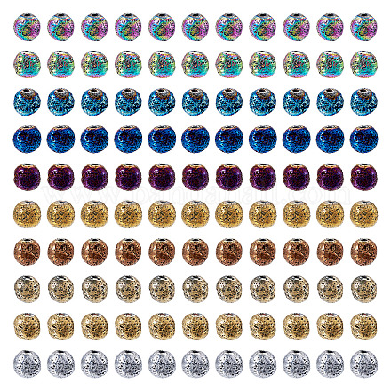 150 шт. 10 цвета гальванические натуральные бусины из вулканического камня G-PJ0001-03B-1