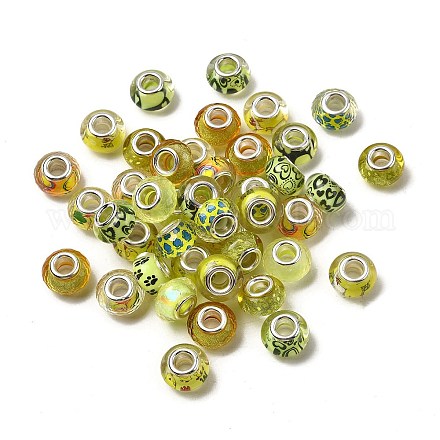 Европейские бусины из прозрачной смолы с печатью RESI-C063-03C-1