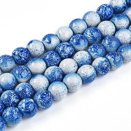 Прозрачная выпечка окрашенные стеклянные бусины нити DGLA-N009-10mm-07-1