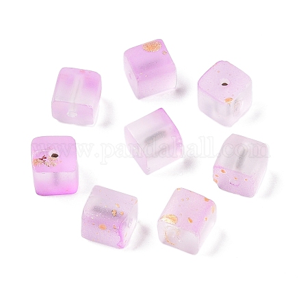 Матовые стеклянные бусины с золотистой блестящей пудрой DGLA-NH001-8mm-01I-1