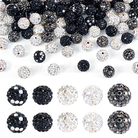 100 шт. 5 вида бусин из полимерной глины со стразами RB-TA0001-22A-1