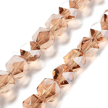 Стеклянные бусины с гальваническим покрытием  EGLA-P057-01A-PL02-1