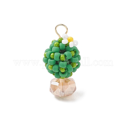 Подвески в виде кактусов из стеклянных бус PALLOY-MZ00860-02-1