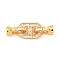925 Sterling Silver Micro Pave Clear Cubic Zirconia Fold Over Clasps, Oval Rectangle, Real 18K Gold Plated, 29mm, Hole: 1mm