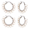 4 Pairs Natural Pearl Braided Hoop Earrings, 304 Stainless Steel Wire Wrap Jewelry for Women, WhiteSmoke, 36x37.5x8mm, Pin: 0.6mm