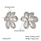 304 Stainless Steel Flower Stud Earrings for Women, with Imitation Pearl, Stainless Steel Color, 22.2x23mm