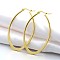 304 Stainless Steel Hoop Earring, Oval, Golden, 63x40x2mm, Pin: 1x0.6mm