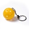 Plastic Pickleball Keychain, with Iron Ring, Round, Yellow, 11.8cm