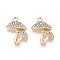 Rack Plating Alloy Rhinestone Pendants, Mushroom, Cadmium Free & Nickel Free & Lead Free, Golden, Crystal, 19x13x3mm, Hole: 1.6mm