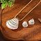 Shell Shape Alloy Enamel Pendant Necklaces & Stud Earrings Sets, Light Green, 420mm & 18x16mm